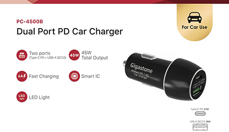 Cargador de Auto 45W Gigastone Entel